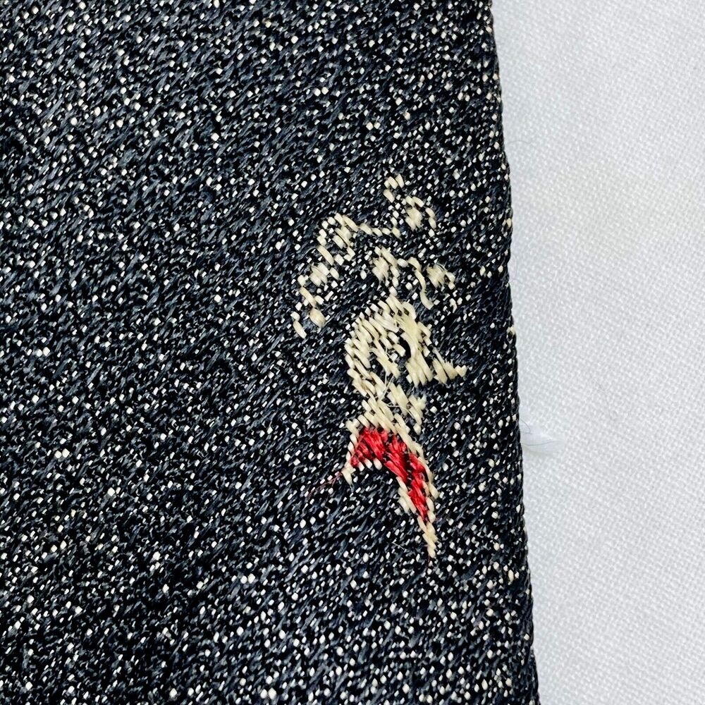 Wembley Skinny Tie Knight Medieval Vintage Flag Shield Axe Black Fleck MCM 1950s - Picture 4 of 13